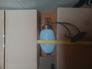 Lampada vintage vetro opalino ottone