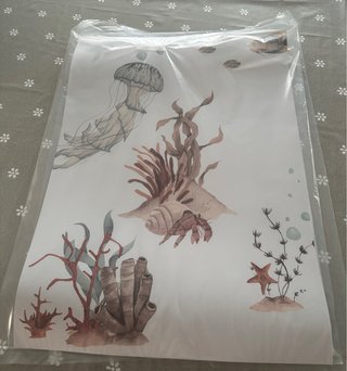 Fogli decorativi animali marini in acquerello 3