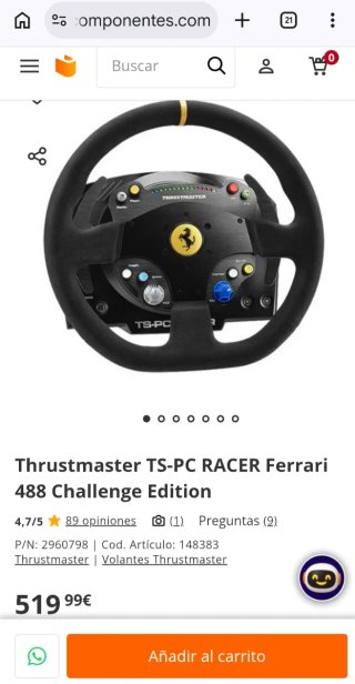 ¡Nuevo! Thrustmaster TS-PC RACER Ferrari 488 Chall
