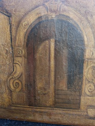 Quadro affresco su legno, portale sud Italia