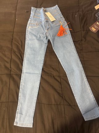 Jeans Colombianos Tiro Alto Azul
