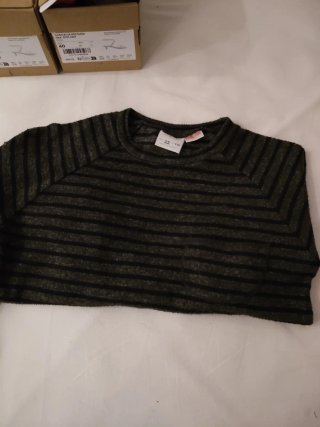Jersey niño Zara rayas verde/negro T.4/5