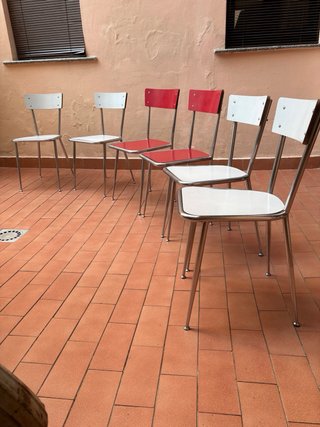 Set Tavolo e 4 Sedie Formica Vintage Rosso Bianco