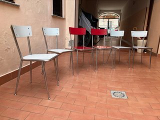 Set Tavolo e 4 Sedie Formica Vintage Rosso Bianco