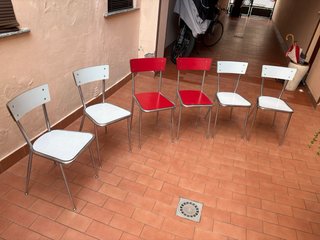 Set Tavolo e 4 Sedie Formica Vintage Rosso Bianco