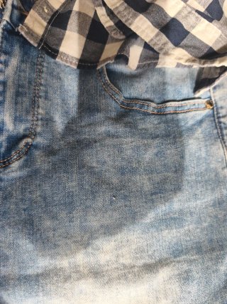 Set camicia a quadri e shorts in denim