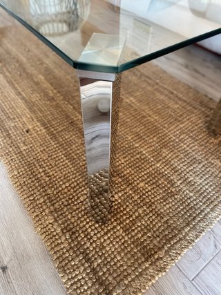 Mesa de salón cristal pies cromados