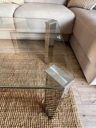 Mesa de salón cristal pies cromados
