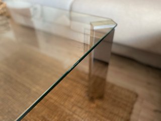 Mesa de salón cristal pies cromados