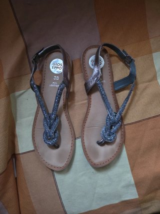 Sandalias Gios Eppo Piel Talla 36 Beige/Plata