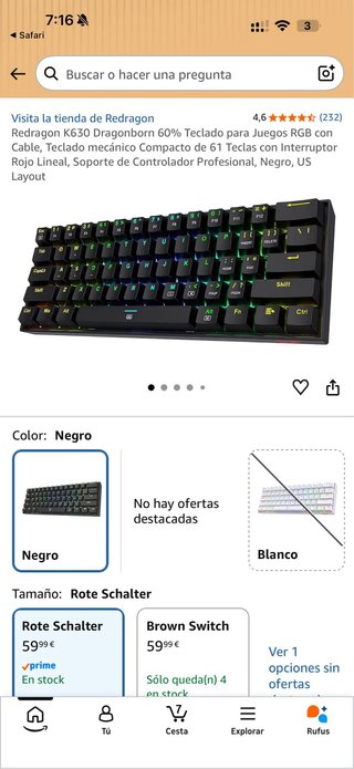 Teclado Redragon K630 Dragonborn 60%