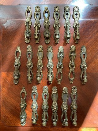 Lote 19 tiradores latón vintage