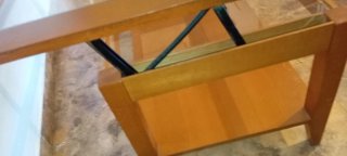 Mesa centro elevable madera y cristal