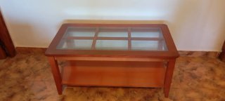 Mesa centro elevable madera y cristal