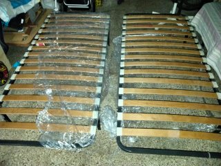 Somier de cama metálico y madera 2 x1