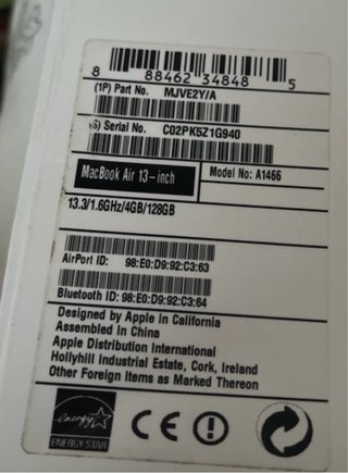 MacBook Air 2013 Plata. Em funcionamiento. Usado