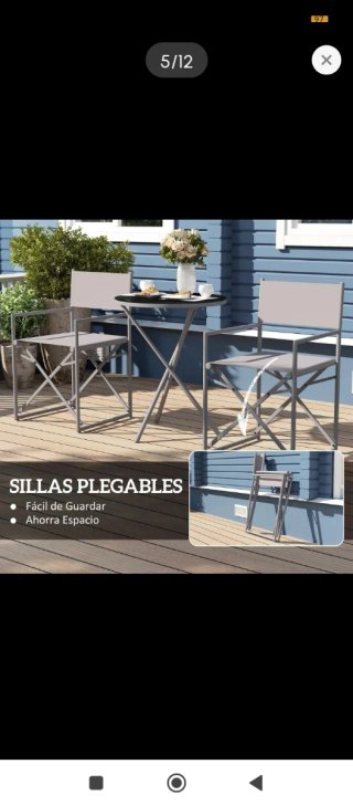 Mesa y 2 Sillas Jardín Cristal Metal