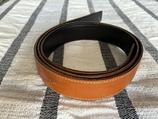 Cinturón HERMES Marrón y Negro Hebilla Plateada