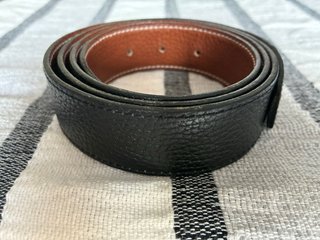 Cinturón HERMES Marrón y Negro Hebilla Plateada