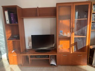 Mueble TV madera y cristal