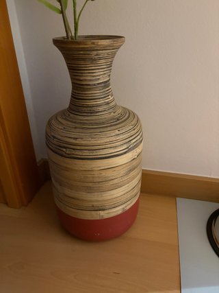 Jarrón Decorativo Bambú y Madera
