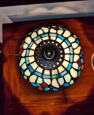 Lámpara Tiffany Dragón Vidrio Bronce