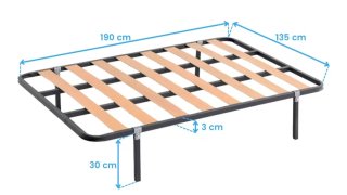 Somier con patas metálicas y láminas de madera