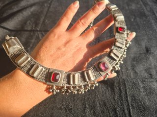 Gargantilla Plata Vintage Piedras Rojas