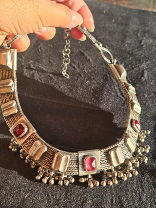 Gargantilla Plata Vintage Piedras Rojas