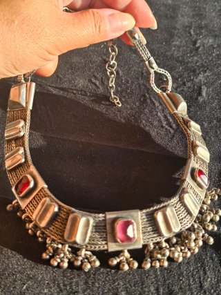 Gargantilla Plata Vintage Piedras Rojas