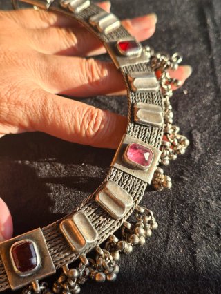 Gargantilla Plata Vintage Piedras Rojas