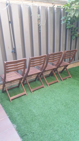 4 Sillas de Madera IKEA Plegables Exterior