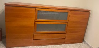 Mueble buffet comedor madera y cristal