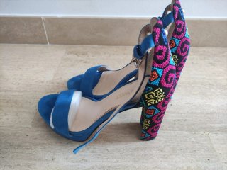 Sandalias Nine West Azul Multicolor Talla 36