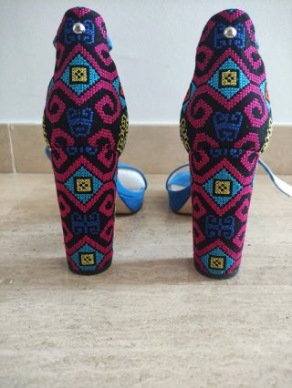 Sandalias Nine West Azul Multicolor Talla 36