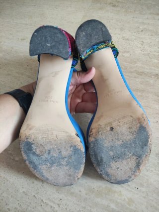 Sandalias Nine West Azul Multicolor Talla 36