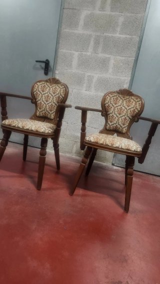 3 Sillas Vintage Tapizadas Madera