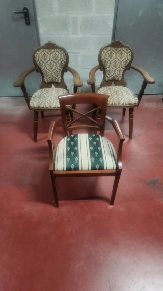 3 Sillas Vintage Tapizadas Madera