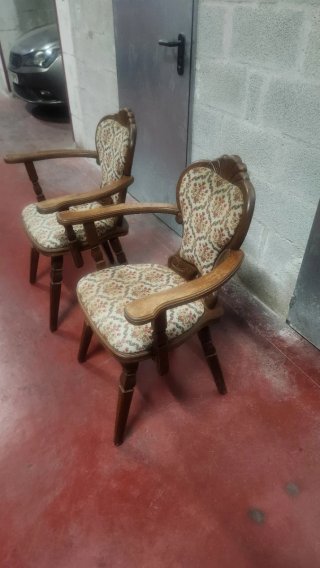 3 Sillas Vintage Tapizadas Madera