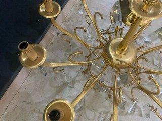 Lampadario ottone 10 luci vintage cristalli