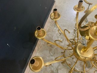 Lampadario ottone 10 luci vintage cristalli