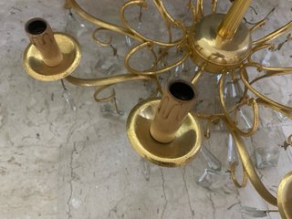 Lampadario ottone 10 luci vintage cristalli