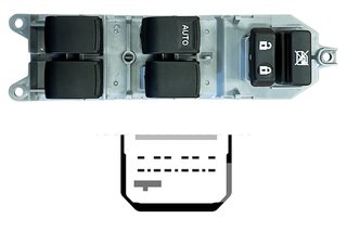 Botonera Puerta Delantero Izquierdo (4 Botones) 15Pin para Toyota YARIS 2005 y YARIS 2009