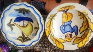 Plato decorativo cerámica pintado a mano