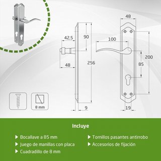 Amig manillas puerta placa aluminio cromado
