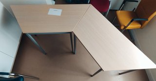 Mesa hexagonal madera y metal