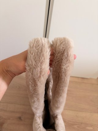 Bolso Herno pelo sintético beige y blanco