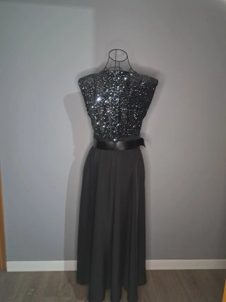 Vestido Negro y Plateado Brillante