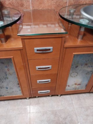 Mueble de baño doble madera y cristal