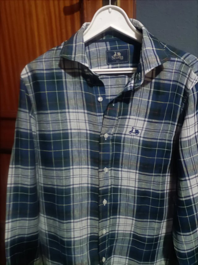 Camisa Scotta L cuadros azul y verde